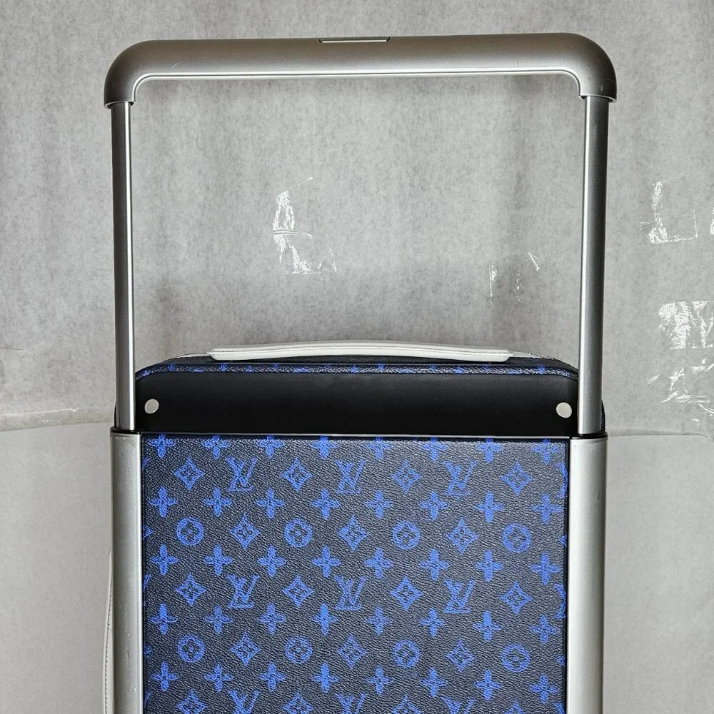 Louis Vuitton Blue Monogram Horizon 55 Rolling Suitcase Luggage Carry On Bag